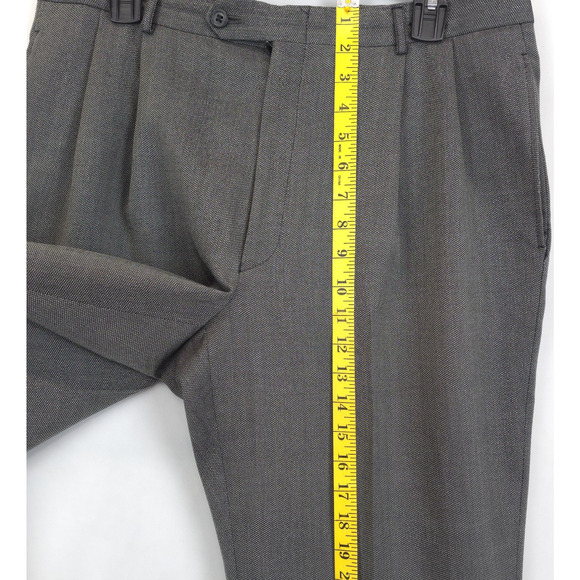 Pierre Cardin 100% Wool Dress Pants 34x29 Gray Birdseye Pleated Cuffed Office - Picture 5 of 12